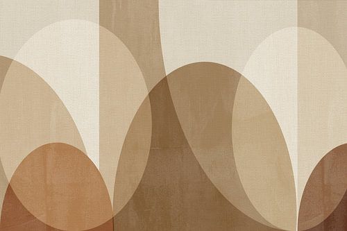 Scandinavische moderne abstracte kunst in bruine kleuren op linnen