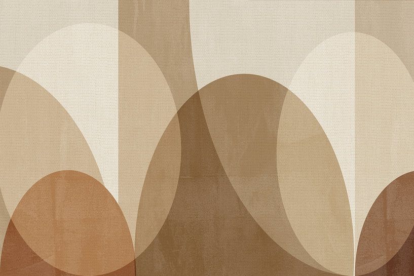 Art abstrait moderne scandinave en couleurs brunes sur lin par Dina Dankers