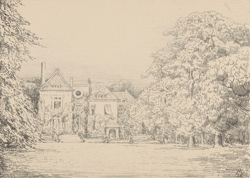 Simon Moulijn, Vue de la Huis te Werve depuis le jardin de la Huis te Werve, 1926 par Atelier Liesjes