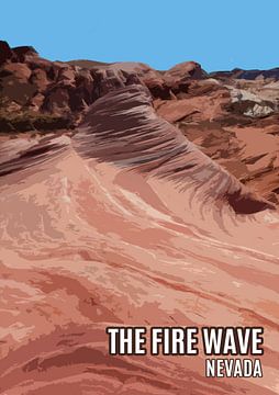 Vintage poster, The Fire Wave, Valley of Fire, Nevada, USA van Discover Dutch Nature