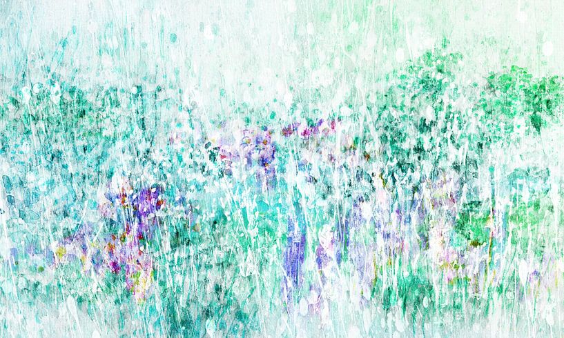 Tijd voor bloemen in groen en lila van Claudia Gründler