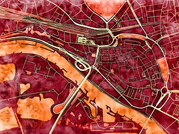 Map of Arnhem centrum with the style 'Amber Autumn' by Maporia