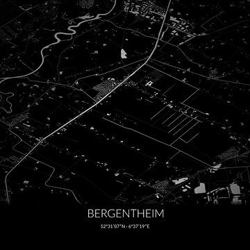 Zwart-witte landkaart van Bergentheim, Overijssel. van Rezona