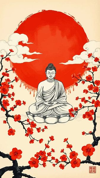 Buddha / Boeddha Sumi-e Japanese Painting by MIROKKU