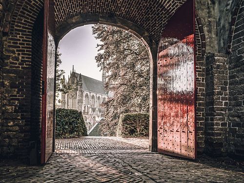 Castle with view of the Hooglandse church by Dirk van Egmond
