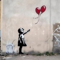 Banksy Meisje met Ballonnen | Banksy Stijl | Graffiti