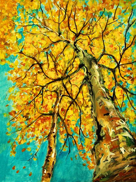 Berken in de herfst. van Ineke de Rijk