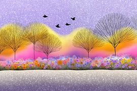 Fantasielandschaft in Regenbogenfarben von Schwarzer Kaffee