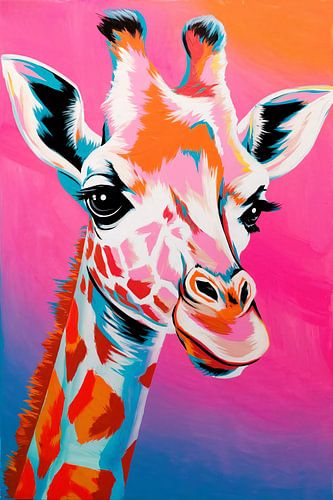 Kleurrijke giraffe in pop-art stijl