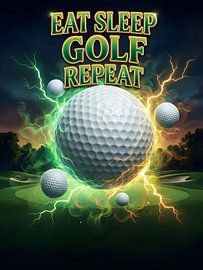 Eat Sleep Golf Repeat Classic Retro Bootleg Poster by Art Bloom