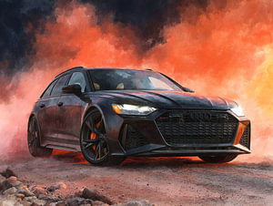 Schwarzer Audi RS6 im Kinostil