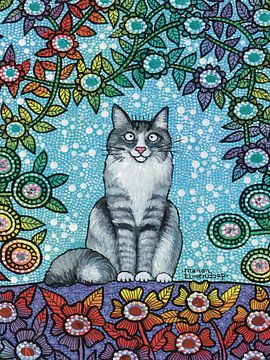 Cat Between The Flowers by Manon Elmendorp