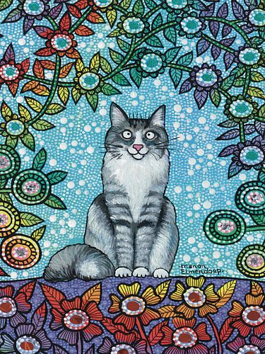 Katze zwischen den Blumen