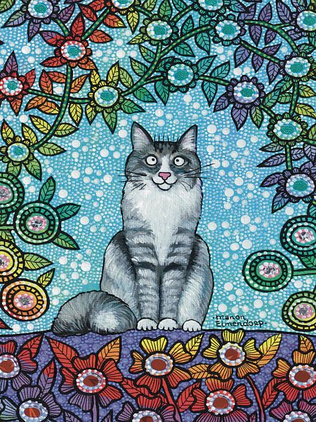 Cat Between The Flowers by Manon Elmendorp