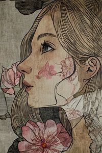 Verträumte Frau mit Blumen