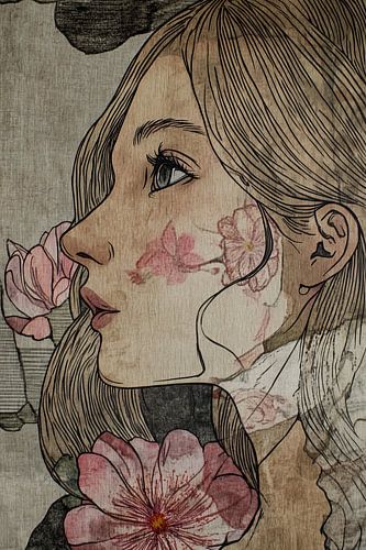 Dromerige Vrouw met Bloemen