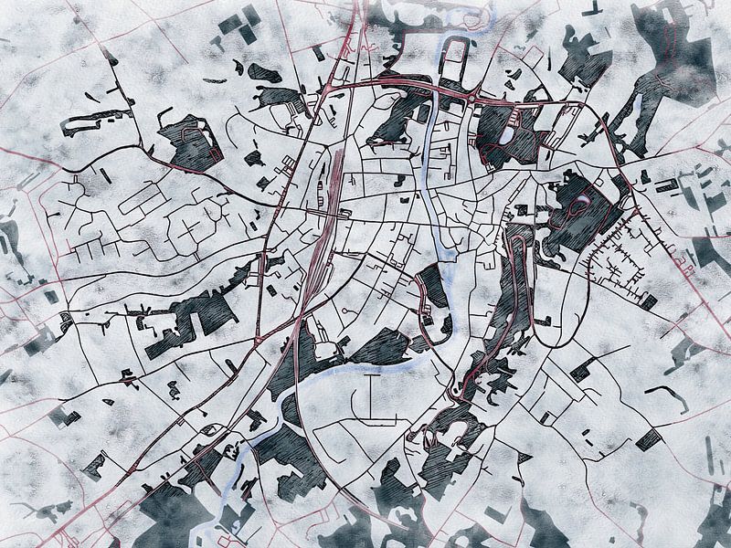 Map of Geraardsbergen with the style 'White Winter' by Maporia