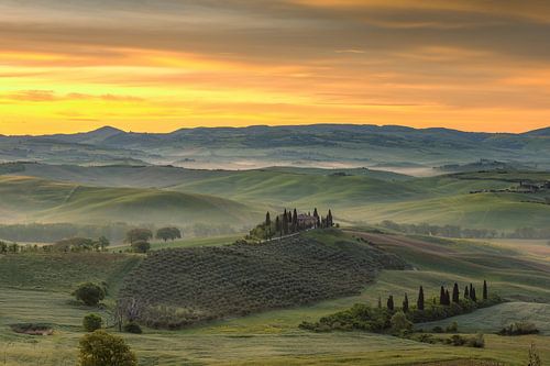 Morgenstimmung im Val d'Orcia, Toskana