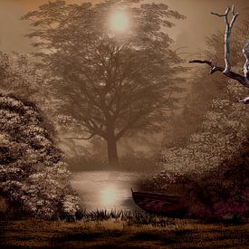 Misty Morning Digital Painting van Hetty van der Zanden