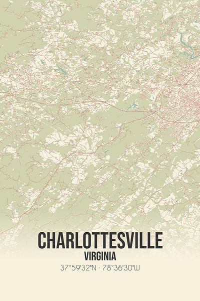 Carte ancienne de Charlottesville (Virginie), Etats-Unis. par Affiches de lieux