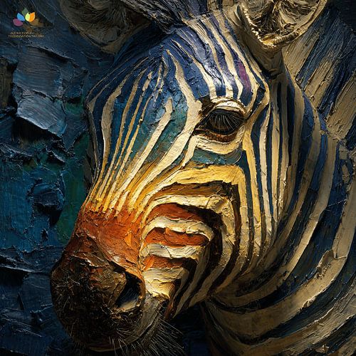 Expressief Zebra portret in olieverf