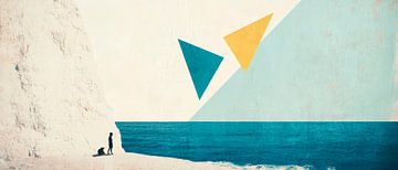 Geometric shapes over a calm coastline by Poster Art Shop