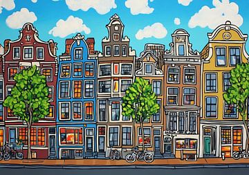 Schilderij Amsterdam van Abstract Schilderij