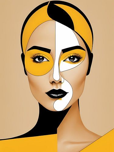 Pop Art Vrouwenportret Abstract Geometrische Kunst