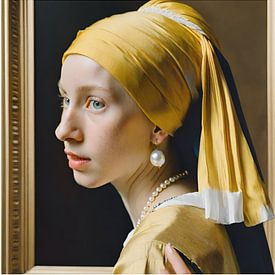 Mädchen mit Perlenohrring, Vermeer-Mädchen mit gelbem Stirnband von My Footprints