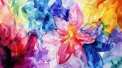Des fleurs dans un arc-en-ciel de couleurs