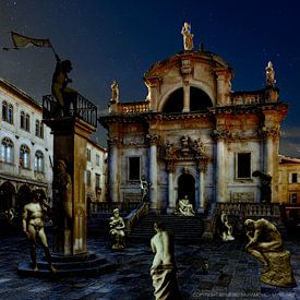 Nacht, speciale gasten op de 600e verjaardag van Orlando in Dubrovnik. van Mirso Bajramovic