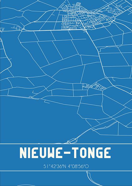 Blauwdruk | Landkaart | Nieuwe-Tonge (Zuid-Holland) van Stad & Wand