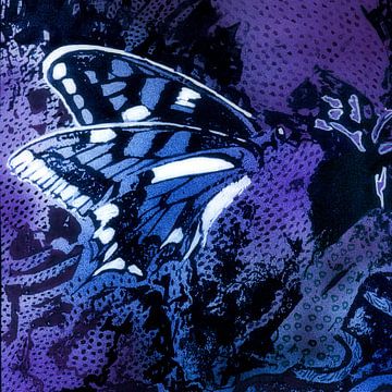 Paradijs met vlinder in blauw van Claudia Gründler