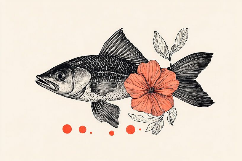 Fischmotiv mit blühendem Detail von Poster Art Shop