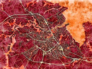 Kaart van Saint-Brieuc in de stijl 'Amber Autumn' van Maporia