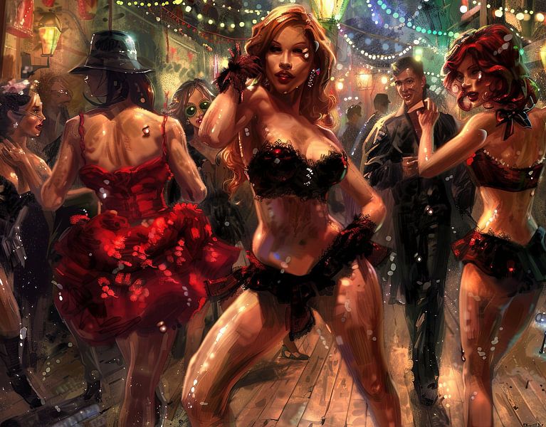 Illustration dancer boudoir cabaret by Egon Zitter