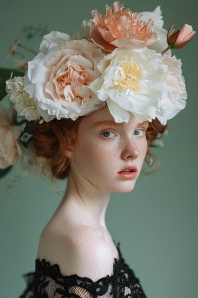 Flower crown and freckles by Poster Art Shop