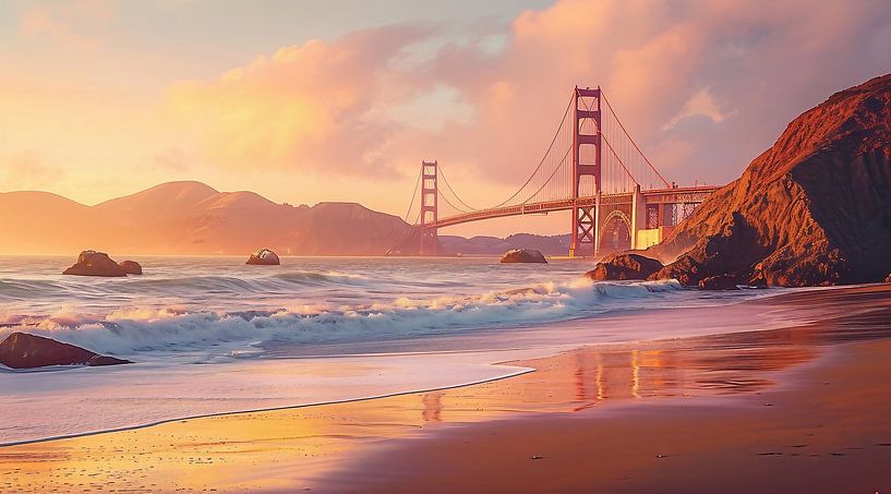 Uitzicht op de Golden Gate Bridge van fernlichtsicht