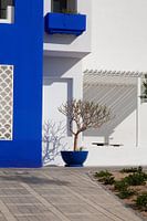Blauw en wit architectuur Jordanie