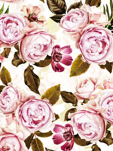 Pastel Hygge Vintage Pfingstrosen Garten