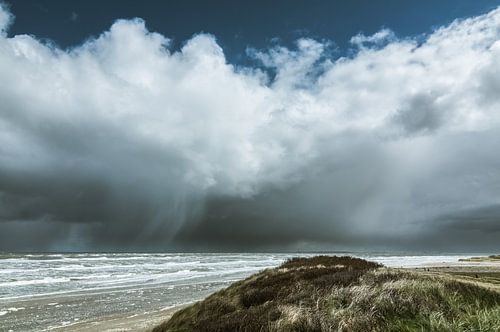 Zicht op Ameland vanaf Terschelling