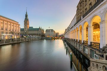 Hamburg Alsterarkaden und Rathaus von Michael Valjak