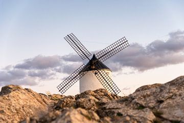 Don Quixote windmill landscape in Spain.