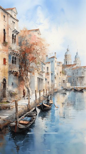 Stadtkanal Grande Venedig Italien Aquarell vertikales Kunstdesign Vertikal von Animaflora PicsStock