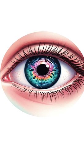 Vision cosmique des yeux : Poster mural Nébuleuse vibrante Iris | Impression d'art détaillée psychédélique