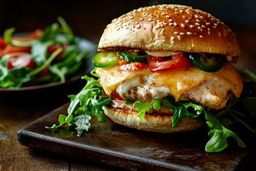 Delicious burger with fresh salad by Poster Art Shop