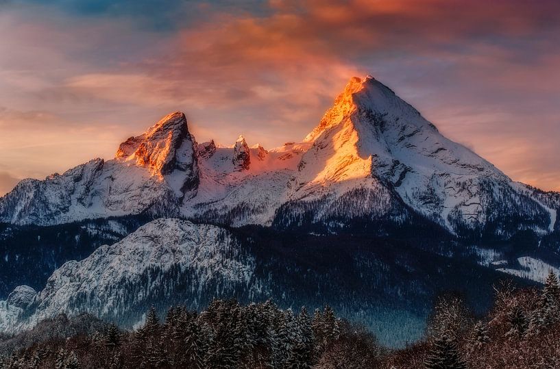 Watzmann zonsopgang in de winter van Dieter Meyrl