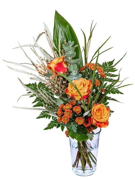Bouquet of flowers in a vase on a white background by ManfredFotos