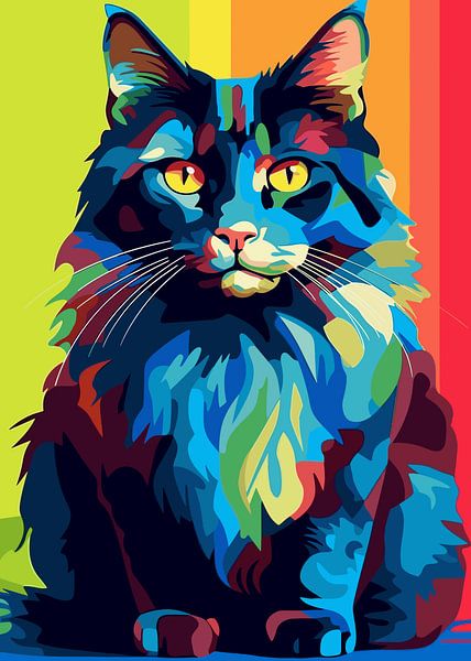 Katze Tier WPAP Pop Art Farbe Stil von Mason Scott