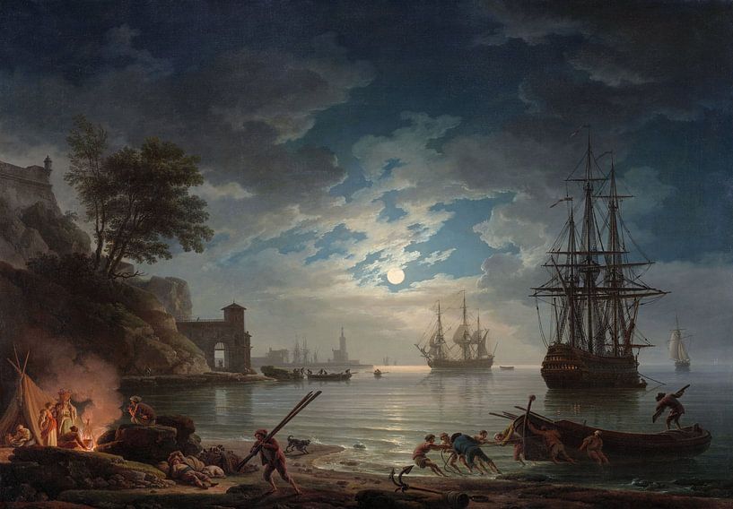 Claude Joseph Vernet,Moonlight by finemasterpiece